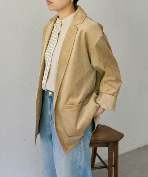 ear PAPILLONNER（イアパピヨネ）の「コーデュロイジャケット【SUM1 STYLE】（その他アウター・レディース・ブラック/ベージュ・FREE）」の2枚目の写真