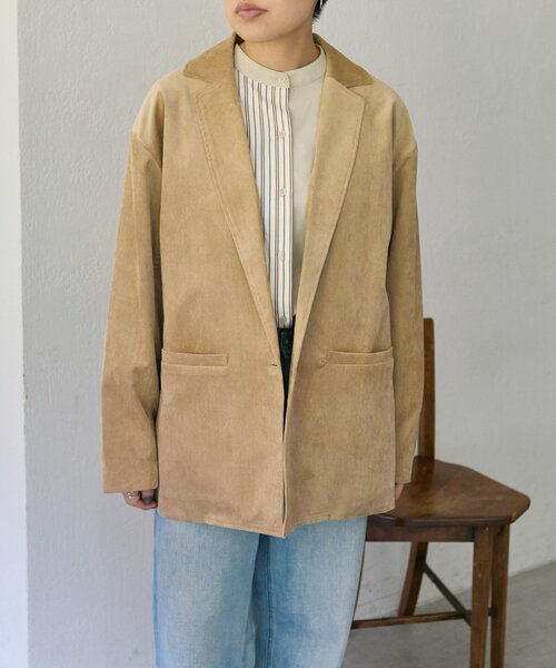 ear PAPILLONNER（イアパピヨネ）の「コーデュロイジャケット【SUM1 STYLE】（その他アウター・レディース・ブラック/ベージュ・FREE）」の14枚目の写真