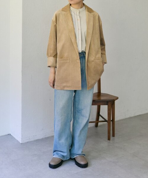 ear PAPILLONNER（イアパピヨネ）の「コーデュロイジャケット【SUM1 STYLE】（その他アウター・レディース・ブラック/ベージュ・FREE）」の16枚目の写真