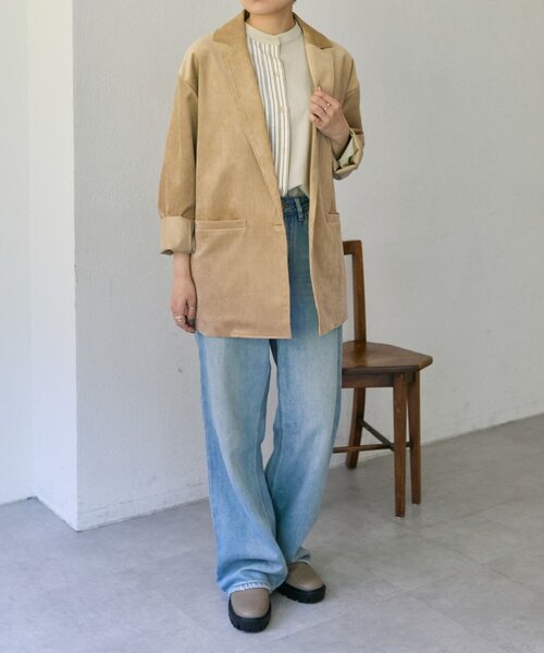 ear PAPILLONNER（イアパピヨネ）の「コーデュロイジャケット【SUM1 STYLE】（その他アウター・レディース・ブラック/ベージュ・FREE）」の17枚目の写真