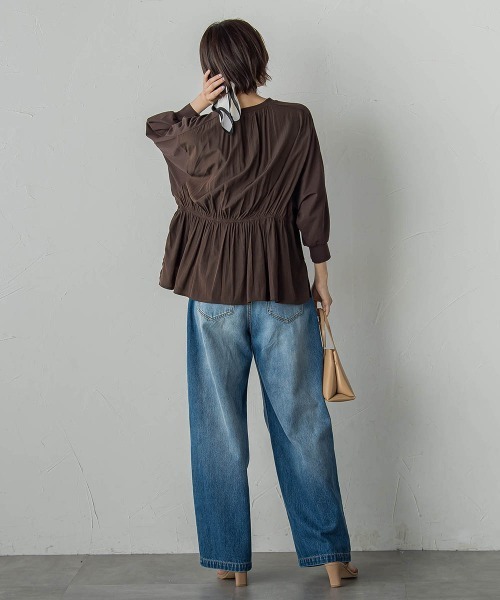 Droite lautreamont（ドロワットロートレアモン）の「布帛ドッキングカットソー≪手洗い可能≫（Tシャツ/カットソー・レディース・ブラウン/オフホワイト/チャコールグレー・M）」の22枚目の写真