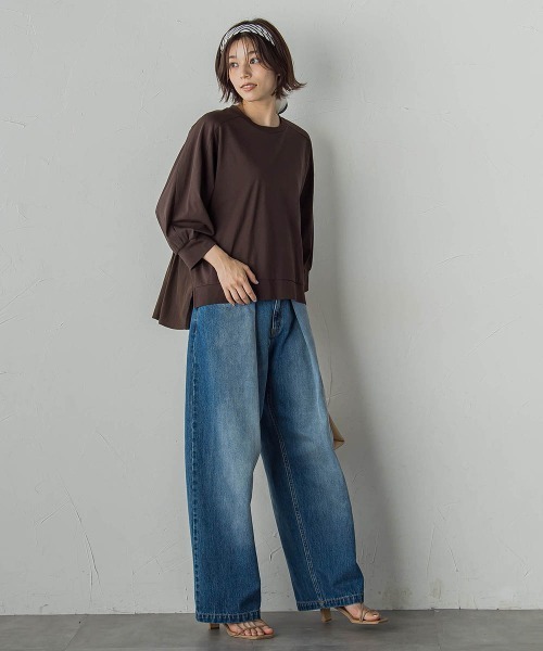 Droite lautreamont（ドロワットロートレアモン）の「布帛ドッキングカットソー≪手洗い可能≫（Tシャツ/カットソー・レディース・ブラウン/オフホワイト/チャコールグレー・M）」の21枚目の写真