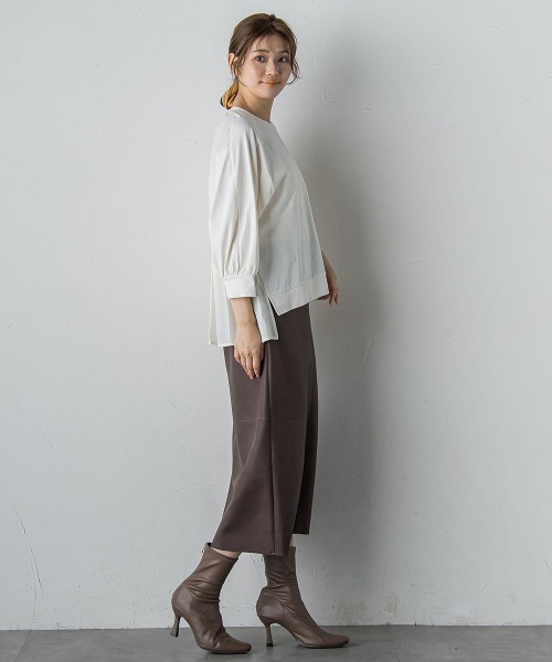 Droite lautreamont（ドロワットロートレアモン）の「布帛ドッキングカットソー≪手洗い可能≫（Tシャツ/カットソー・レディース・ブラウン/オフホワイト/チャコールグレー・M）」の12枚目の写真