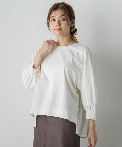 Droite lautreamont（ドロワットロートレアモン）の「布帛ドッキングカットソー≪手洗い可能≫（Tシャツ/カットソー・レディース・ブラウン/オフホワイト/チャコールグレー・M）」の5枚目の写真