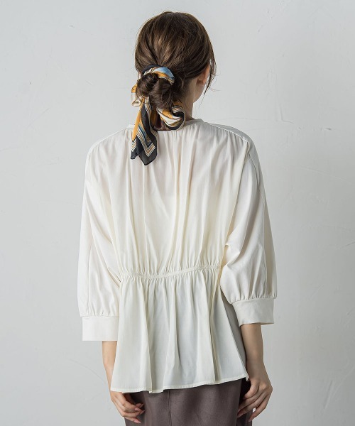 Droite lautreamont（ドロワットロートレアモン）の「布帛ドッキングカットソー≪手洗い可能≫（Tシャツ/カットソー・レディース・ブラウン/オフホワイト/チャコールグレー・M）」の6枚目の写真