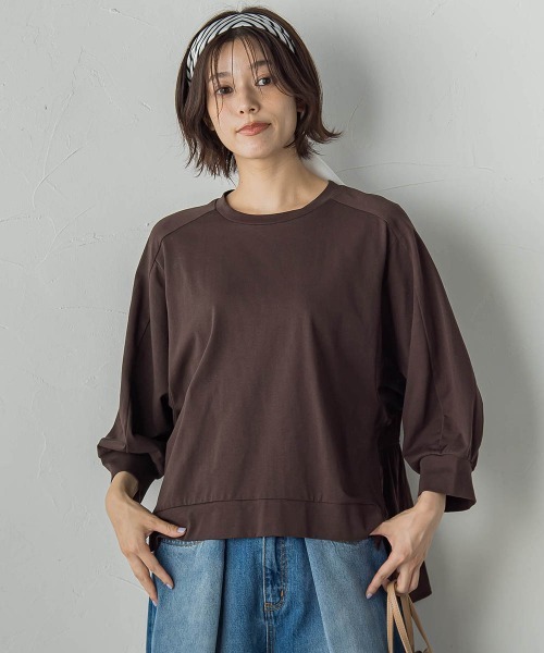 Droite lautreamont（ドロワットロートレアモン）の「布帛ドッキングカットソー≪手洗い可能≫（Tシャツ/カットソー・レディース・ブラウン/オフホワイト/チャコールグレー・M）」の13枚目の写真