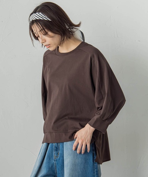 Droite lautreamont（ドロワットロートレアモン）の「布帛ドッキングカットソー≪手洗い可能≫（Tシャツ/カットソー・レディース・ブラウン/オフホワイト/チャコールグレー・M）」の14枚目の写真