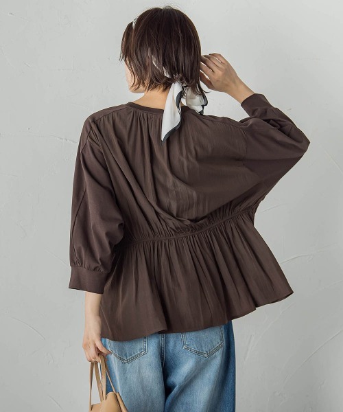 Droite lautreamont（ドロワットロートレアモン）の「布帛ドッキングカットソー≪手洗い可能≫（Tシャツ/カットソー・レディース・ブラウン/オフホワイト/チャコールグレー・M）」の16枚目の写真