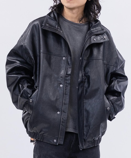 セール】【13】PUレザースタンドジャケット（ブルゾン）｜JOHN'S