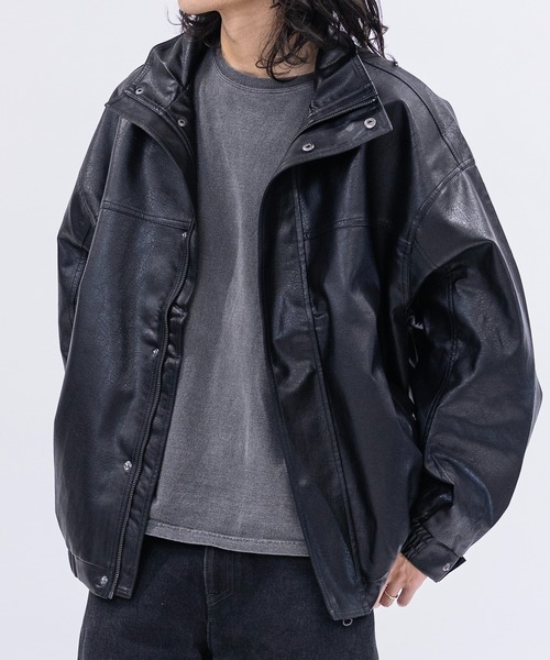 JOHN'S CLOSET（ジョンズクローゼット）の「【13】PUレザースタンドジャケット（ブルゾン・メンズ・ブラック・MEDIUM/SMALL/LARGE）」の7枚目の写真