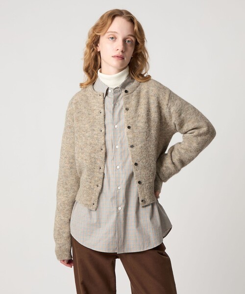 Steven Alan（スティーブンアラン）の「＜Steven Alan＞ショート ニット カーディガン（カーディガン/ボレロ・レディース・ダークグレー/ベージュ/ピンク/ライム/ライトブルー・FREE）」の2枚目の写真