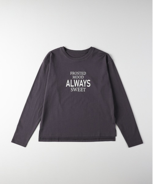 Right-on（ライトオン）の「【HONEYSUCKLE ROSE】ロゴロングスリーブTシャツ（ロゴデザイン/肌触り快適/コットン100％/カジュアルスタイル/アクセントトップス）（Tシャツ/カットソー・レディース・オフホワイト/ダークグレー・S/M/L）」の2枚目の写真