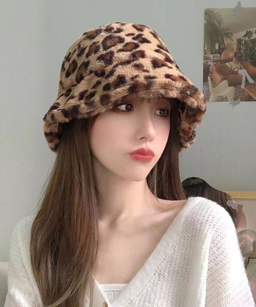 80s 90s レオパード フェイクファー ベレー帽 57 毛皮 ハット 帽子 80s 90s レオパード フェイクファー ベレー帽 57 毛皮 ハット 帽子