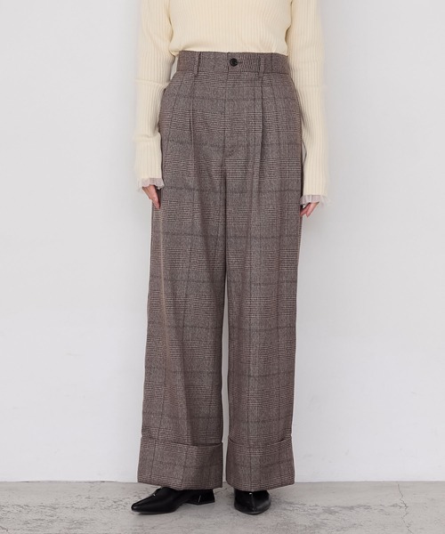 forksy.（フォルクシー）の「【forksy.】ロールアップチェックワイドスラックスパンツ（スラックス・レディース・グレー系/ブラウン系・FREE）」の13枚目の写真