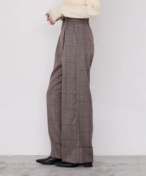 forksy.（フォルクシー）の「【forksy.】ロールアップチェックワイドスラックスパンツ（スラックス・レディース・グレー系/ブラウン系・FREE）」の14枚目の写真