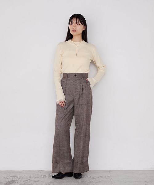 forksy.（フォルクシー）の「【forksy.】ロールアップチェックワイドスラックスパンツ（スラックス・レディース・グレー系/ブラウン系・FREE）」の16枚目の写真