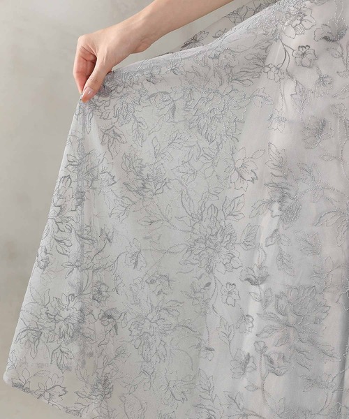 Kana（カナ）の「ラメ刺繍 花柄 フレア Aライン ワンピース ドレス パーティー 結婚式 二次会 お呼ばれ オケージョン（ドレス・レディース・ピンクベージュ/ブラック/ブルー系その他/ライトグリーン・M）」の14枚目の写真
