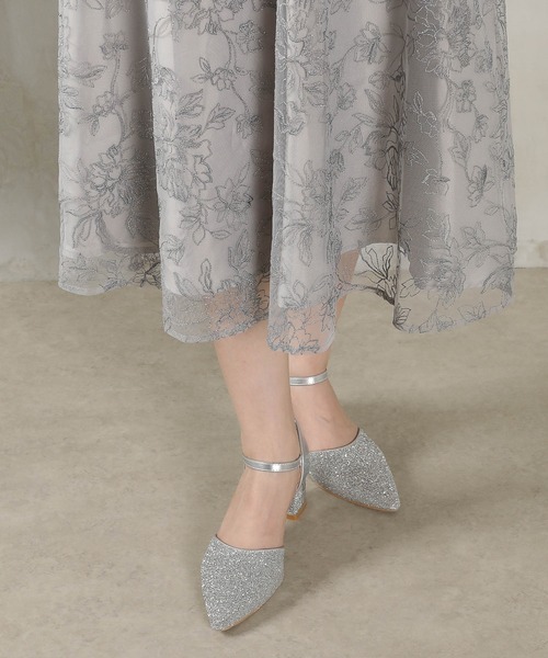 Kana（カナ）の「ラメ刺繍 花柄 フレア Aライン ワンピース ドレス パーティー 結婚式 二次会 お呼ばれ オケージョン（ドレス・レディース・ピンクベージュ/ブラック/ブルー系その他/ライトグリーン・M）」の13枚目の写真