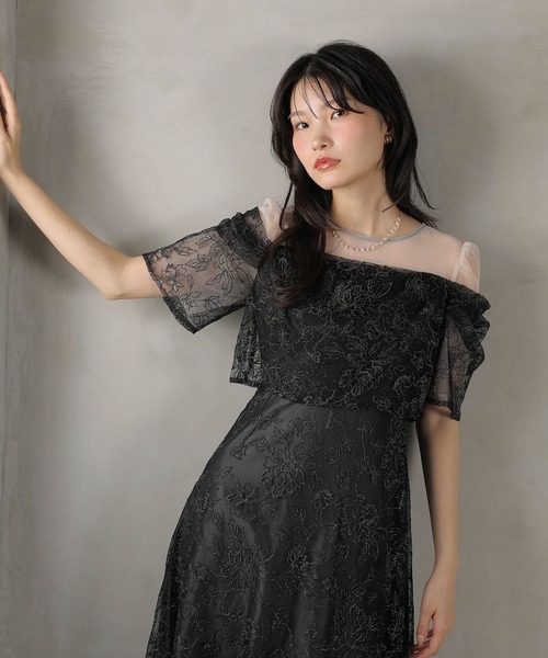 Kana（カナ）の「ラメ刺繍 花柄 フレア Aライン ワンピース ドレス パーティー 結婚式 二次会 お呼ばれ オケージョン（ドレス・レディース・ピンクベージュ/ブラック/ブルー系その他/ライトグリーン・M）」の18枚目の写真