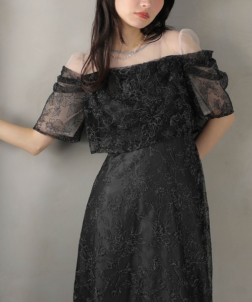 Kana（カナ）の「ラメ刺繍 花柄 フレア Aライン ワンピース ドレス パーティー 結婚式 二次会 お呼ばれ オケージョン（ドレス・レディース・ピンクベージュ/ブラック/ブルー系その他/ライトグリーン・M）」の19枚目の写真