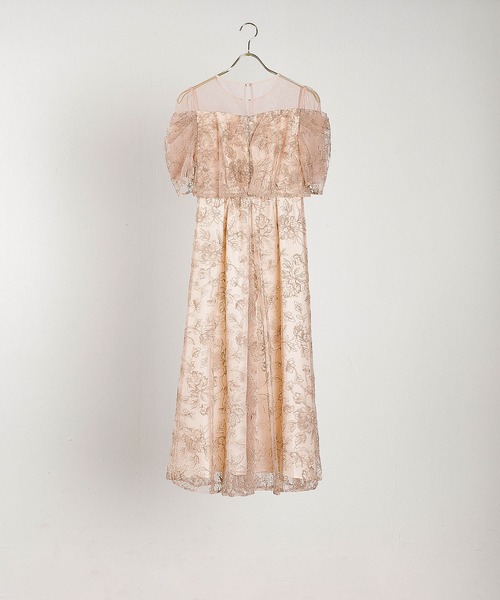 【期間限定10％OFF】kana オケージョンドレス　お呼ばれドレス ラメ刺繍 花柄 フレア Aライン ワンピース ドレス パーティー 結婚式