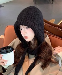 Teem Store(チームストア)の【2年秋冬新作】紐付きボリュームニット帽(ニットキャップ/ビーニー)