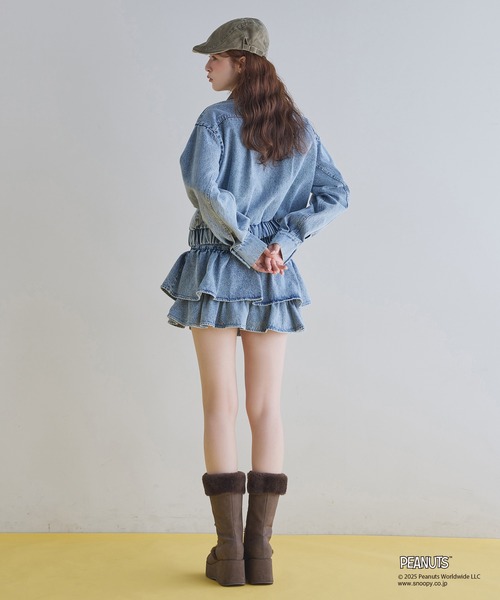 one after another NICE CLAUP（ワンアフターアナザーナイスクラップ）の「【PEANUTSコラボ】セットアップ対応/スヌーピー刺繍入りバーンジャケット（ミリタリージャケット・レディース・ブラック/ブラウン系その他/ブルー・FREE）」の20枚目の写真