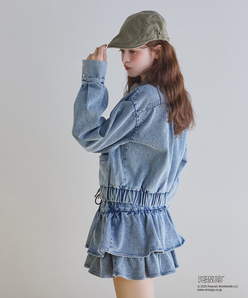 one after another NICE CLAUP（ワンアフターアナザーナイスクラップ）の「【PEANUTSコラボ】セットアップ対応/スヌーピー刺繍入りバーンジャケット（ミリタリージャケット・レディース・ブラック/ブラウン系その他/ブルー・FREE）」の22枚目の写真