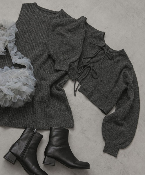 rectangle（レクタングル）の「2wayニットカーデワンピースセット（ニット/セーター・レディース・ブラウン/ホワイト/チャコールグレー・FREE）」の14枚目の写真