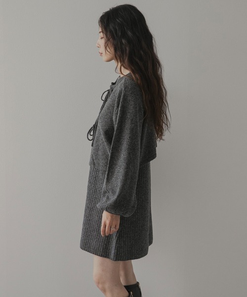rectangle（レクタングル）の「2wayニットカーデワンピースセット（ニット/セーター・レディース・ブラウン/ホワイト/チャコールグレー・FREE）」の5枚目の写真
