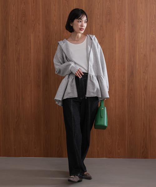 Bou Jeloud（ブージュルード）の「ペプラムフレアパーカー（パーカー・レディース・キャメル/グレー/ブラック・FREE）」の6枚目の写真