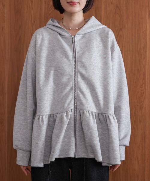 Bou Jeloud（ブージュルード）の「ペプラムフレアパーカー（パーカー・レディース・キャメル/グレー/ブラック・FREE）」の12枚目の写真