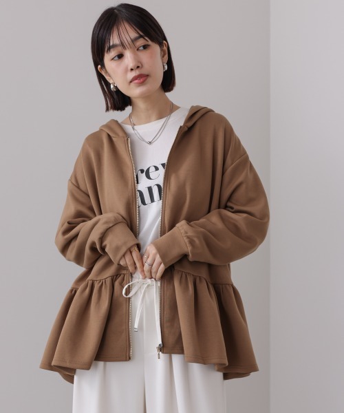 Bou Jeloud（ブージュルード）の「ペプラムフレアパーカー（パーカー・レディース・キャメル/グレー/ブラック・FREE）」の14枚目の写真