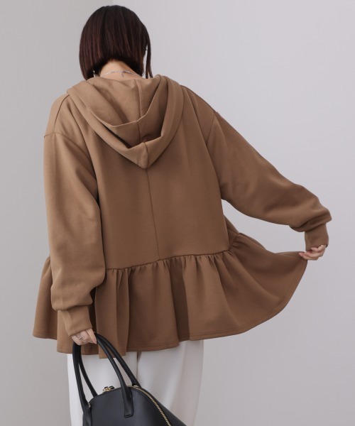 Bou Jeloud（ブージュルード）の「ペプラムフレアパーカー（パーカー・レディース・キャメル/グレー/ブラック・FREE）」の21枚目の写真