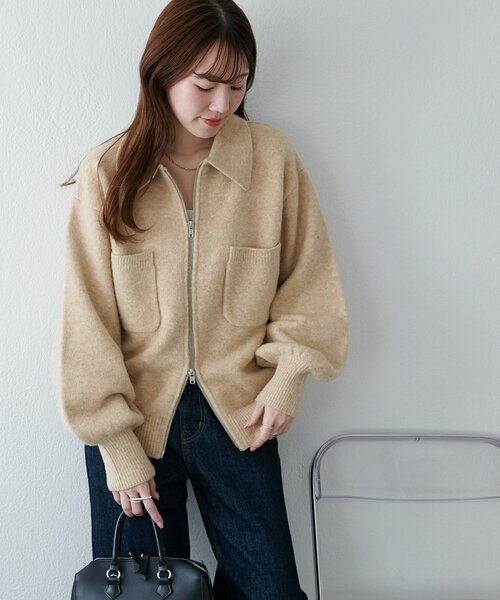 ニットアウター ダブルジップニットジャケット（カーディガン/ボレロ）｜DISCOAT