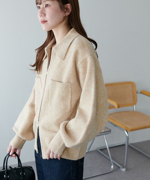 セール】ダブルジップニットジャケット（カーディガン/ボレロ