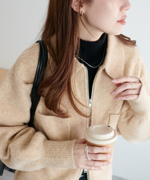 セール】ダブルジップニットジャケット（カーディガン/ボレロ