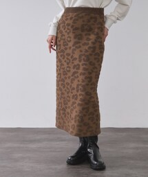 OPAQUE.CLIP | レオパードジャカードニットスカート【洗濯機OK】(スカート)