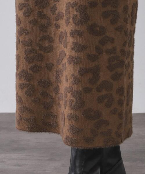 OPAQUE.CLIP（オペークドットクリップ）の「レオパードジャカードニットスカート【洗濯機OK】（スカート・レディース・チャコール/ダークブラウン系・38/40）」の16枚目の写真