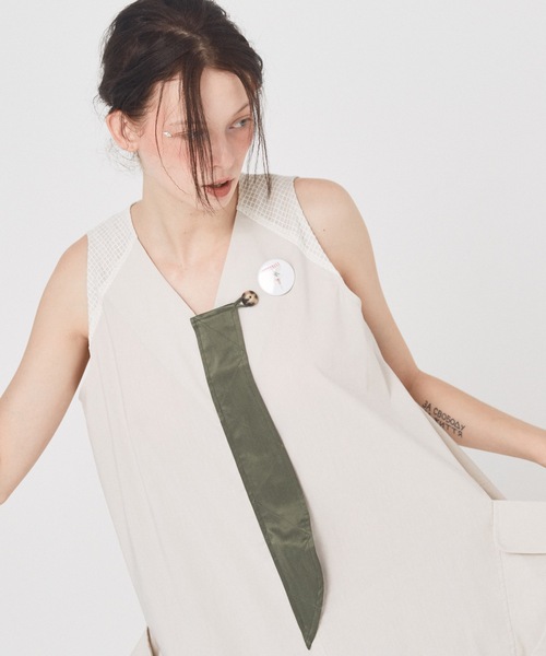 bedsidedrama(ベットサイドドラマ)の「Mixed Military Dress(ワンピース・レディース・ナチュラル/ブラック・1)」の3枚目の写真