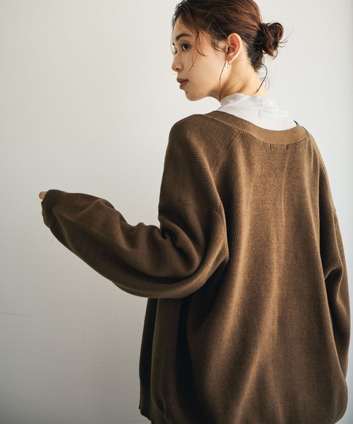 セール】12ゲージ畦Vネックニットカーディガン（カーディガン/ボレロ