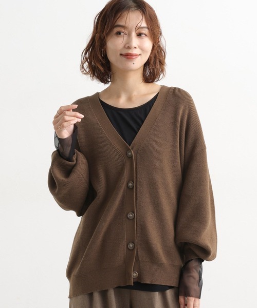 セール】12ゲージ畦Vネックニットカーディガン（カーディガン/ボレロ