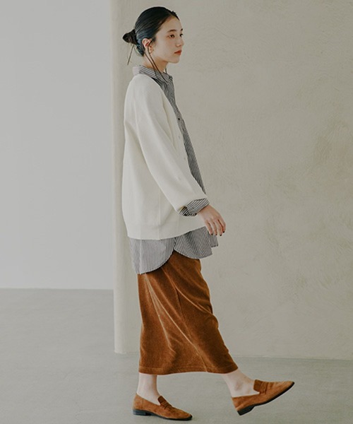 studio CLIP（スタディオクリップ）の「12ゲージ畦Vネックニットカーディガン（カーディガン/ボレロ・レディース・ピンク/ブラウン/チャコール/アイボリー・FREE）」の5枚目の写真