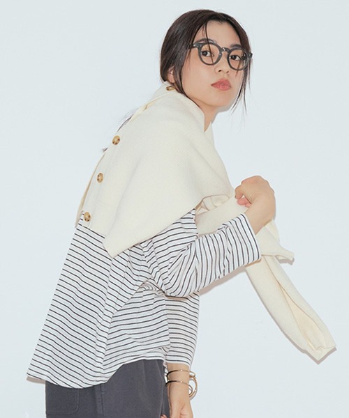 studio CLIP（スタディオクリップ）の「12ゲージ畦Vネックニットカーディガン（カーディガン/ボレロ・レディース・ピンク/ブラウン/チャコール/アイボリー・FREE）」の7枚目の写真