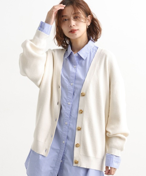 studio CLIP（スタディオクリップ）の「12ゲージ畦Vネックニットカーディガン（カーディガン/ボレロ・レディース・ピンク/ブラウン/チャコール/アイボリー・FREE）」の9枚目の写真