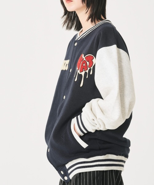 CORISCO(コリスコ)の「裏起毛サガラ刺繍スタジャン(M1)(スタジャン・メンズ・ネイビー/ブラック・MEDIUM/LARGE/X-LARGE)」の7枚目の写真