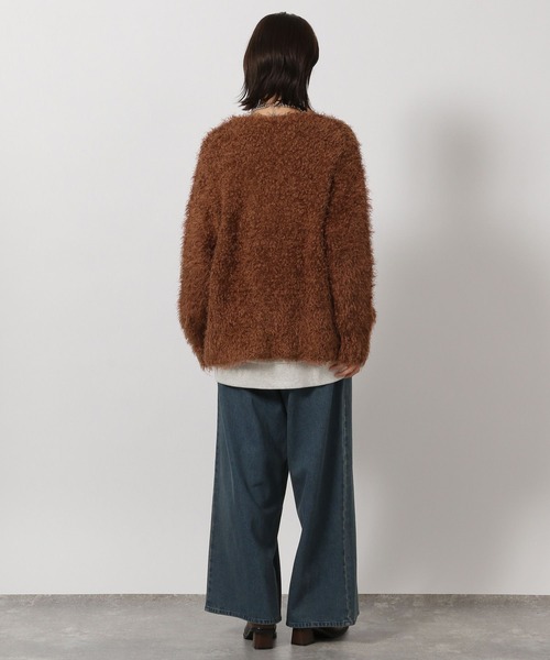 LAKOLE（ラコレ）の「ネップフェザーVネックカーディガン / 587293（カーディガン/ボレロ・レディース・アイボリー/チャコール/ブラウン・FREE）」の9枚目の写真