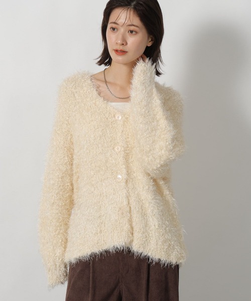 LAKOLE（ラコレ）の「ネップフェザーVネックカーディガン / 587293（カーディガン/ボレロ・レディース・アイボリー/チャコール/ブラウン・FREE）」の15枚目の写真