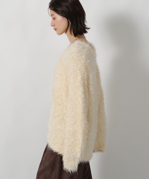 LAKOLE（ラコレ）の「ネップフェザーVネックカーディガン / 587293（カーディガン/ボレロ・レディース・アイボリー/チャコール/ブラウン・FREE）」の16枚目の写真