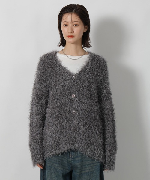 LAKOLE（ラコレ）の「ネップフェザーVネックカーディガン / 587293（カーディガン/ボレロ・レディース・アイボリー/チャコール/ブラウン・FREE）」の18枚目の写真